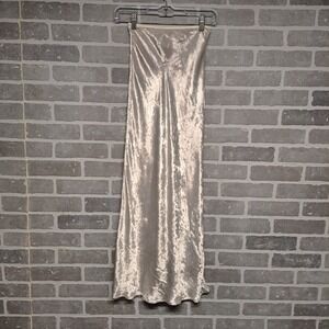 Cult Gaia Womens White Satin Velvet Waist Elastic Midi Pencil Skirt Size XS